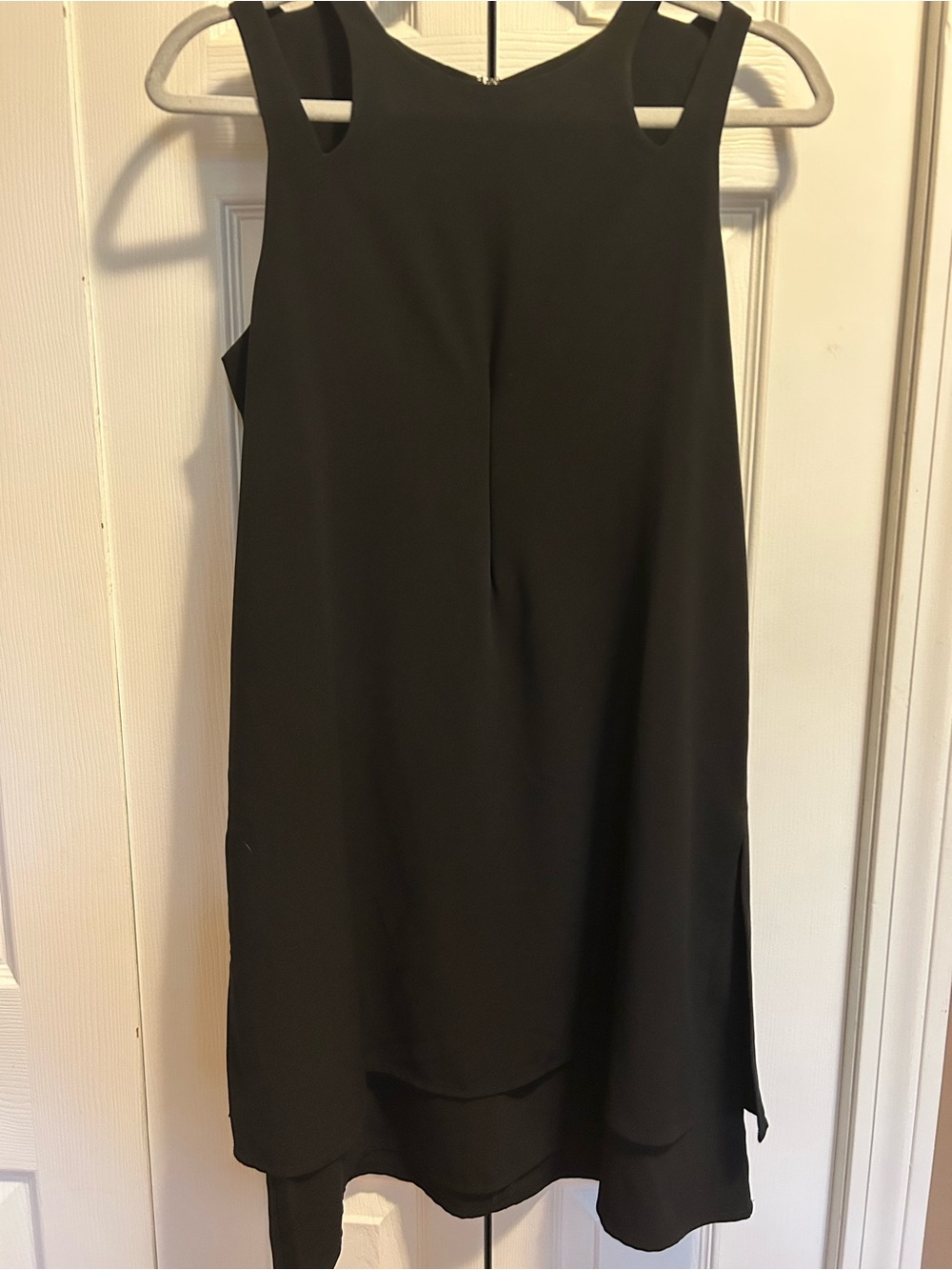 Carolina Belle Black Sleeveless Mini Dress with Layered Hem